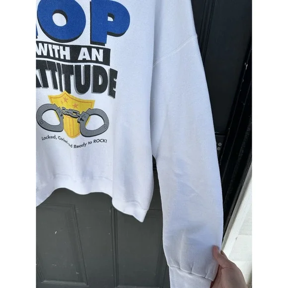 Vintage 90s Cop With An Attitude Crewneck Size XL Locked Cocked Ready To Rock